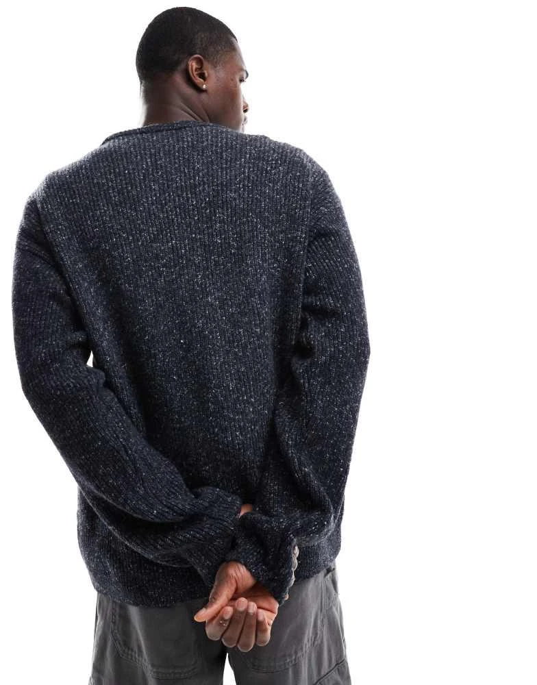 New Look New Look stitch crew neck jumper in navy 3