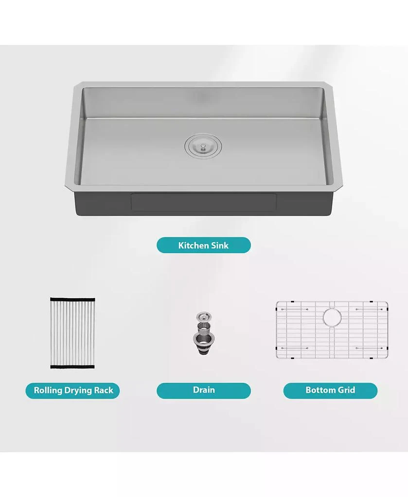 Flynama 30x18x5.5inch ADA Compliant Kitchen Sink Undermount Stainless Steel Single Bowl 16 Gauge 10
