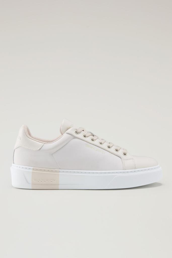WO-FOOTWEAR Classic Court Sneakers in Technical Fabric with Leather Trim - Women - Beige