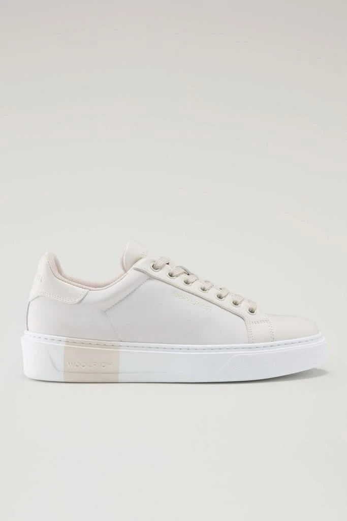 WO-FOOTWEAR Classic Court Sneakers in Technical Fabric with Leather Trim - Women - Beige 1