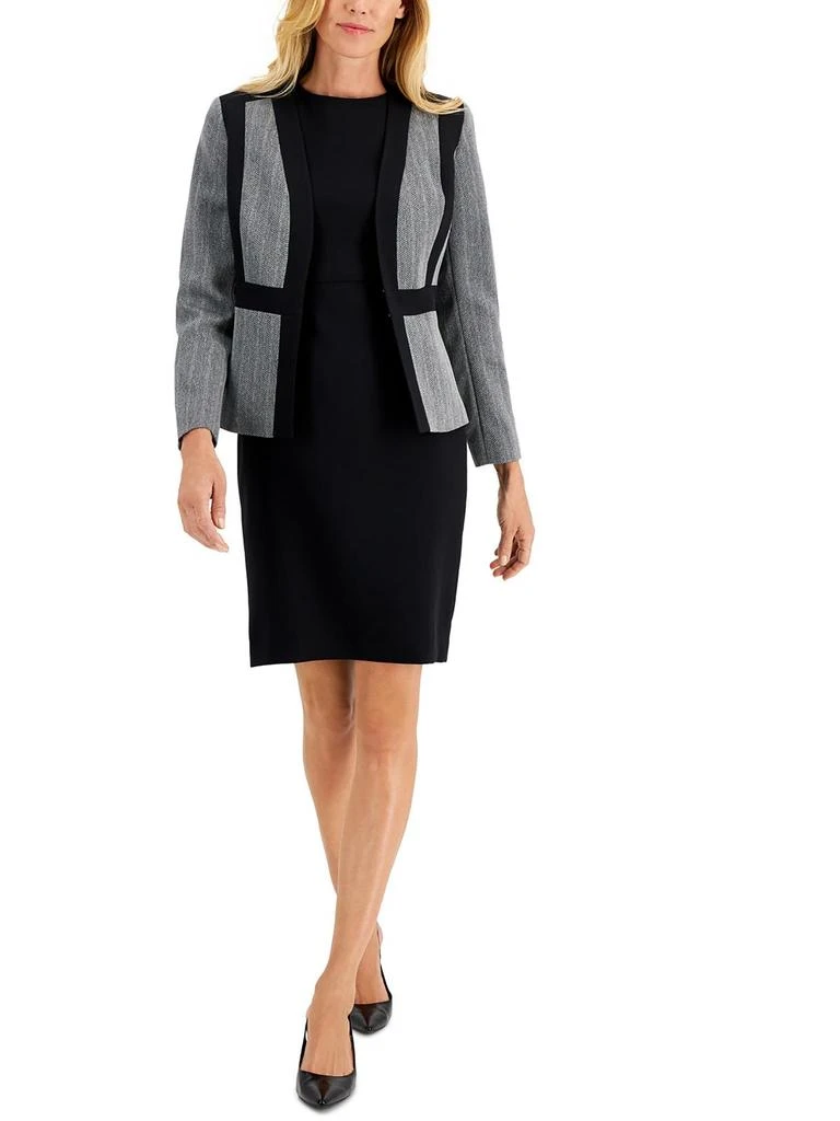 Le Suit Womens Herringbone Midi Dress Suit 1