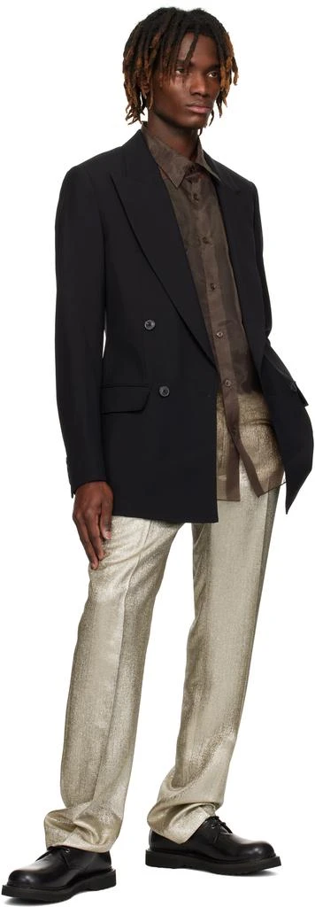 Dries Van Noten Silver Lamé Trousers 4