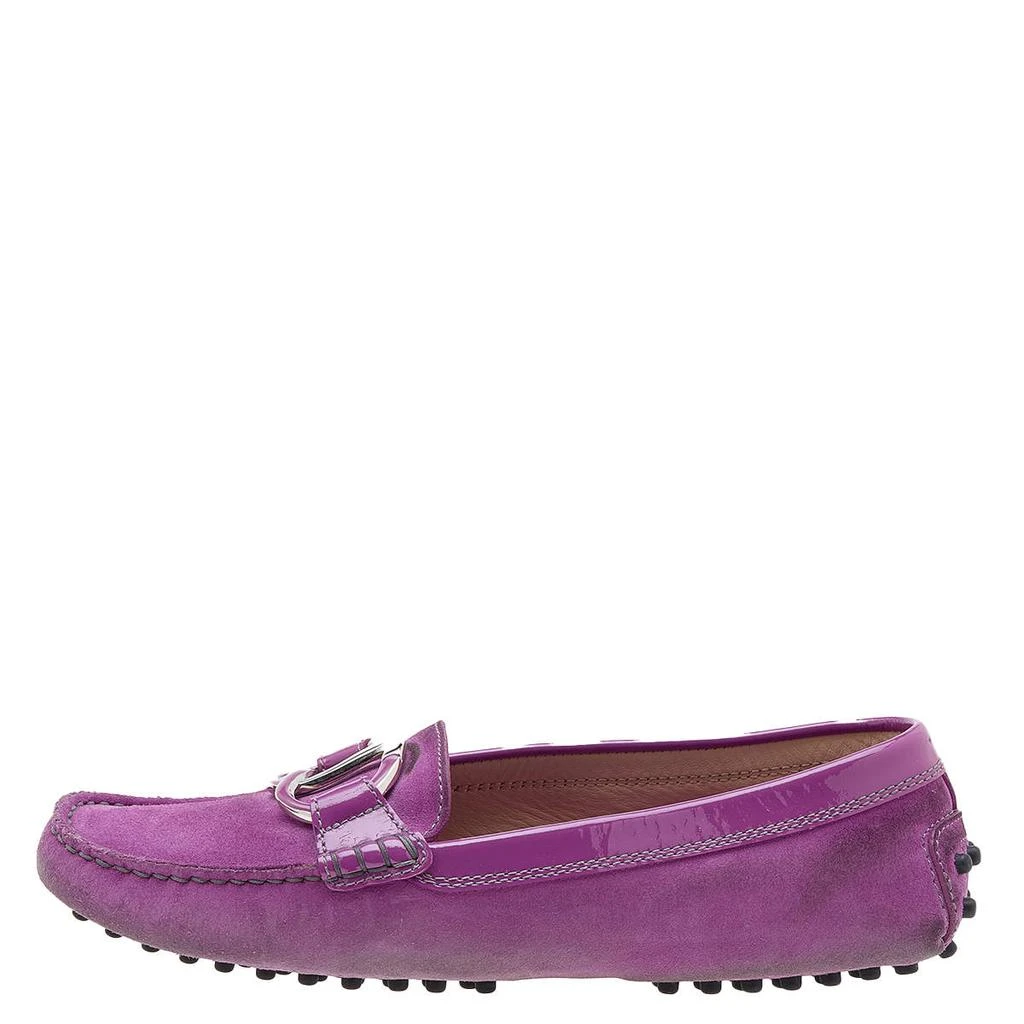 Tod's Tod's Purple Suede And Patent Leather Trim Embellished Slip On Loafers Size 38 2