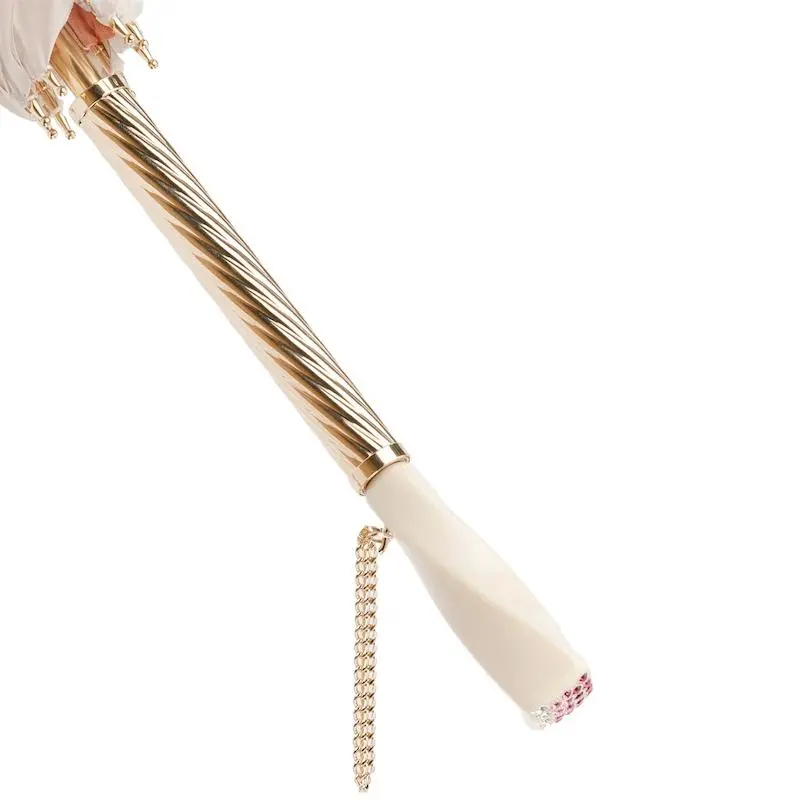 PASOTTI Pasotti - Ivory and Pink Flowered Umbrella with Swarovski® Crystals 5
