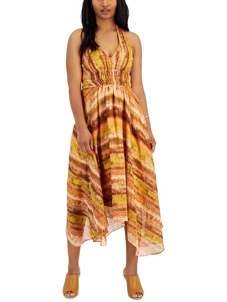 Taylor Womens Tea Length Printed Halter Dress 1