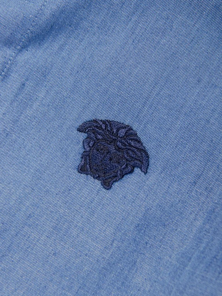 Versace Versace Boys Short Sleeve Chambray Shirt in Blue 5
