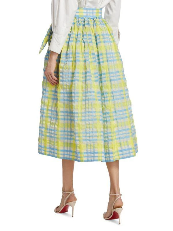 Rosie Assoulin Plaid Cotton-Blend Midi-Skirt 2