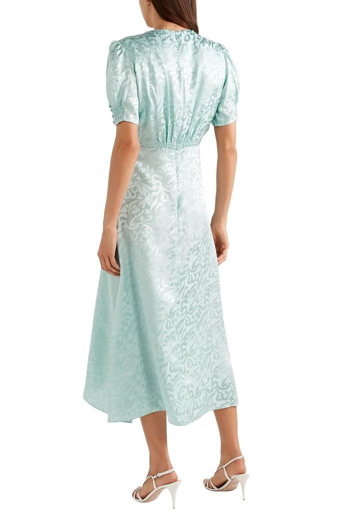 Saloni Lea shirred embroidered silk-satin jacquard midi dress 4