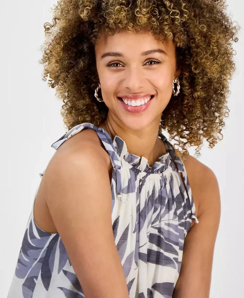Robbie Bee Petite Printed Sleeveless Ruffle-Trim A-Line Dress 4