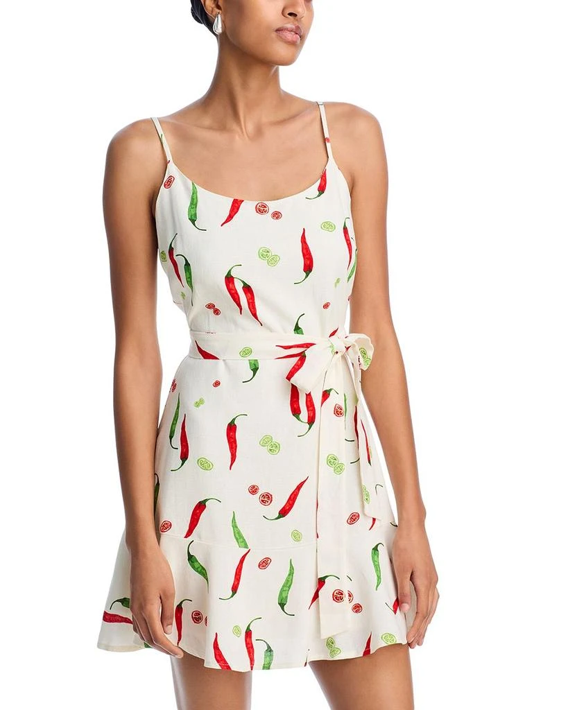 AQUA Printed Tie Waist Mini Dress - Exclusive 1