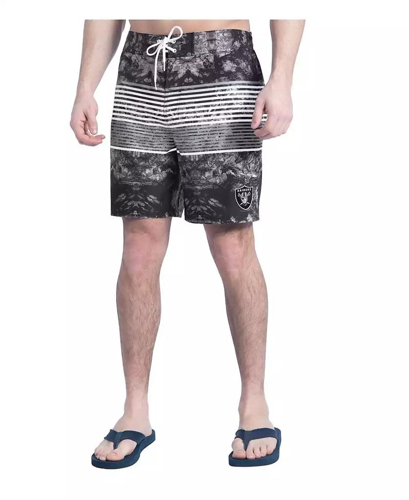 G-III Sports by Carl Banks Men's Black/Gray Las Vegas Raiders Horizon Volley Swim Shorts