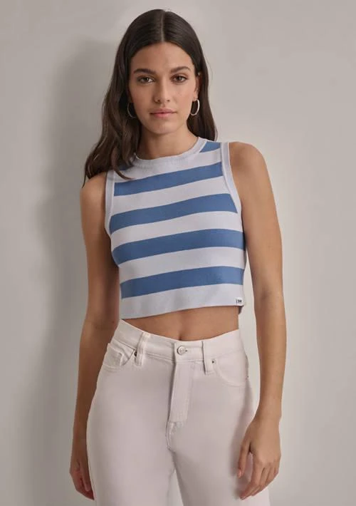 DKNY Women's Striped Sweater Knit Top