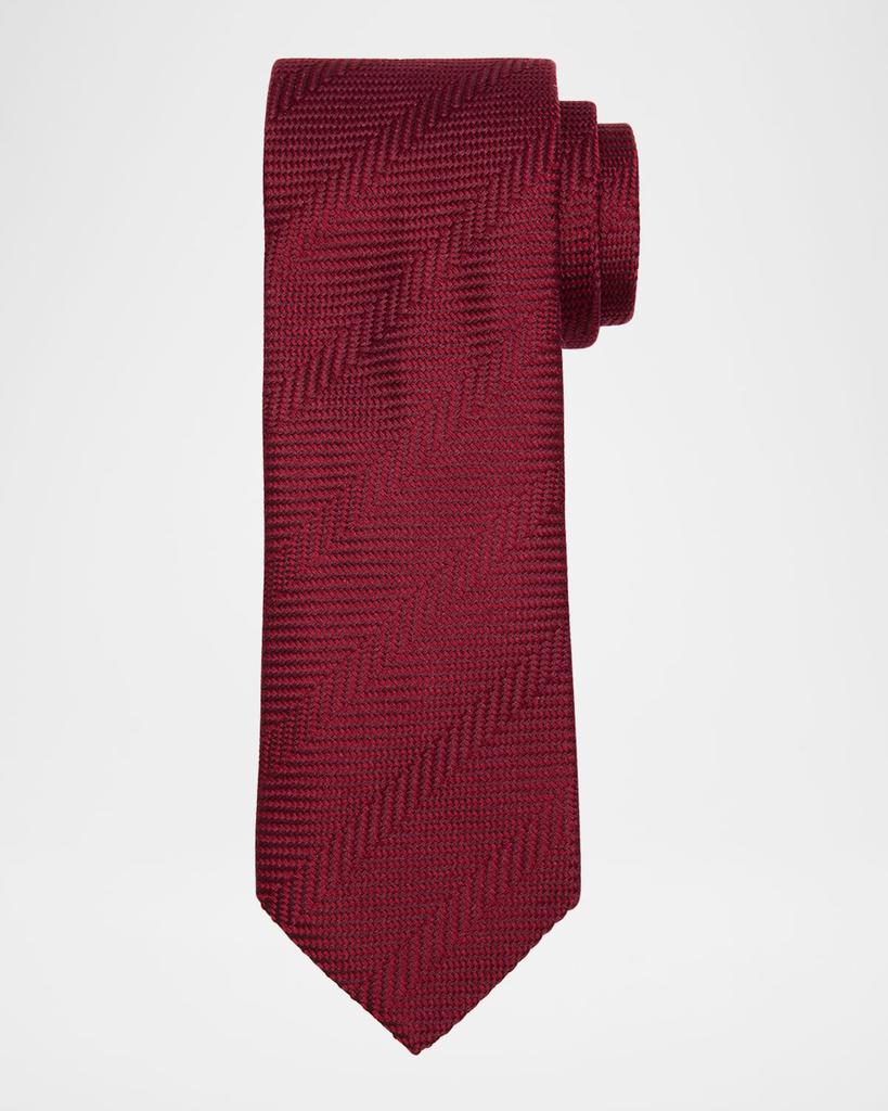Brunello Cucinelli Men's Chevron Silk and Cotton Tie
