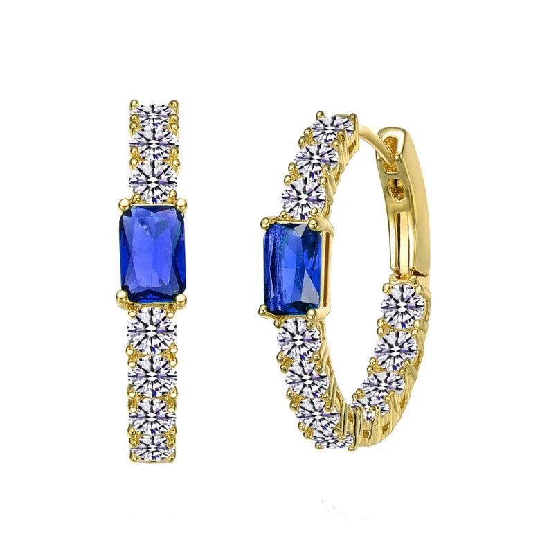 Rachel Glauber 14k Gold Plated with Colored Cubic Zirconia Inside-Out Hoop Earrings 5