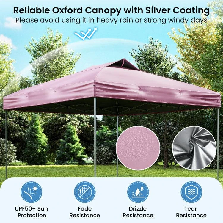 Hivvago 10 X 10 Ft Foldable Outdoor Patio Shelter Canopy Tent With 1-Push Center Lock 4