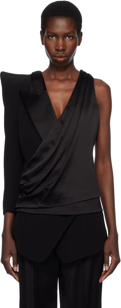 Balmain Black Asymmetric Structured Blouse Jacket 1