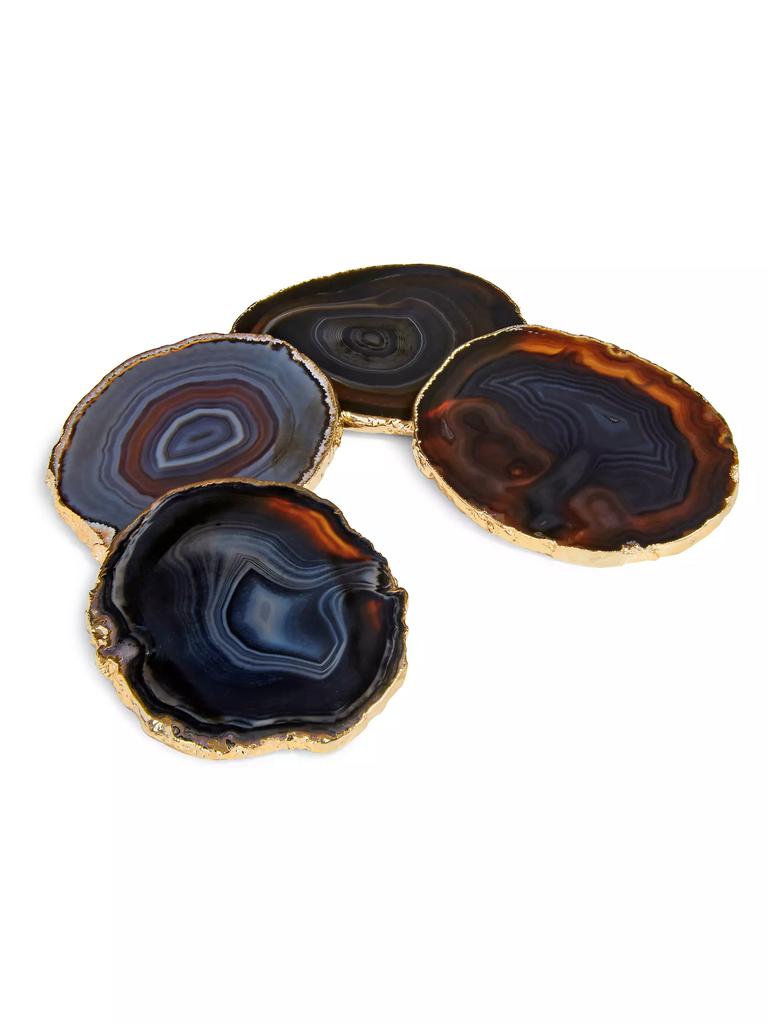 Anna New York Lumino 4-Piece 24K Gold & Agate Coaster Set