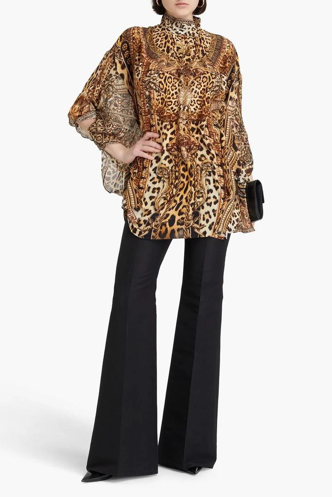 Camilla Embellished cutout printed silk-chiffon blouse 2