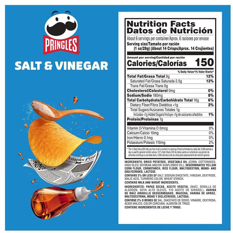 Pringles Potato Crisps Chips Salt and Vinegar 6