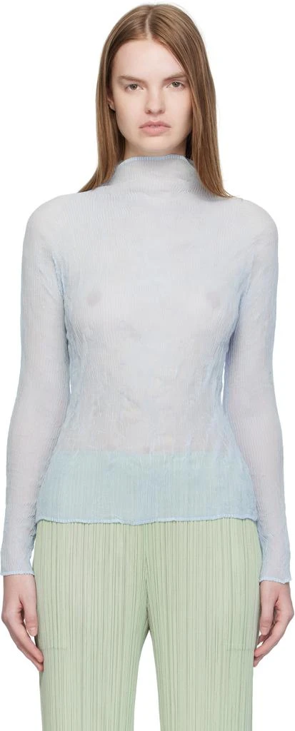 Issey Miyake Blue Chiffon Twist 3 Top