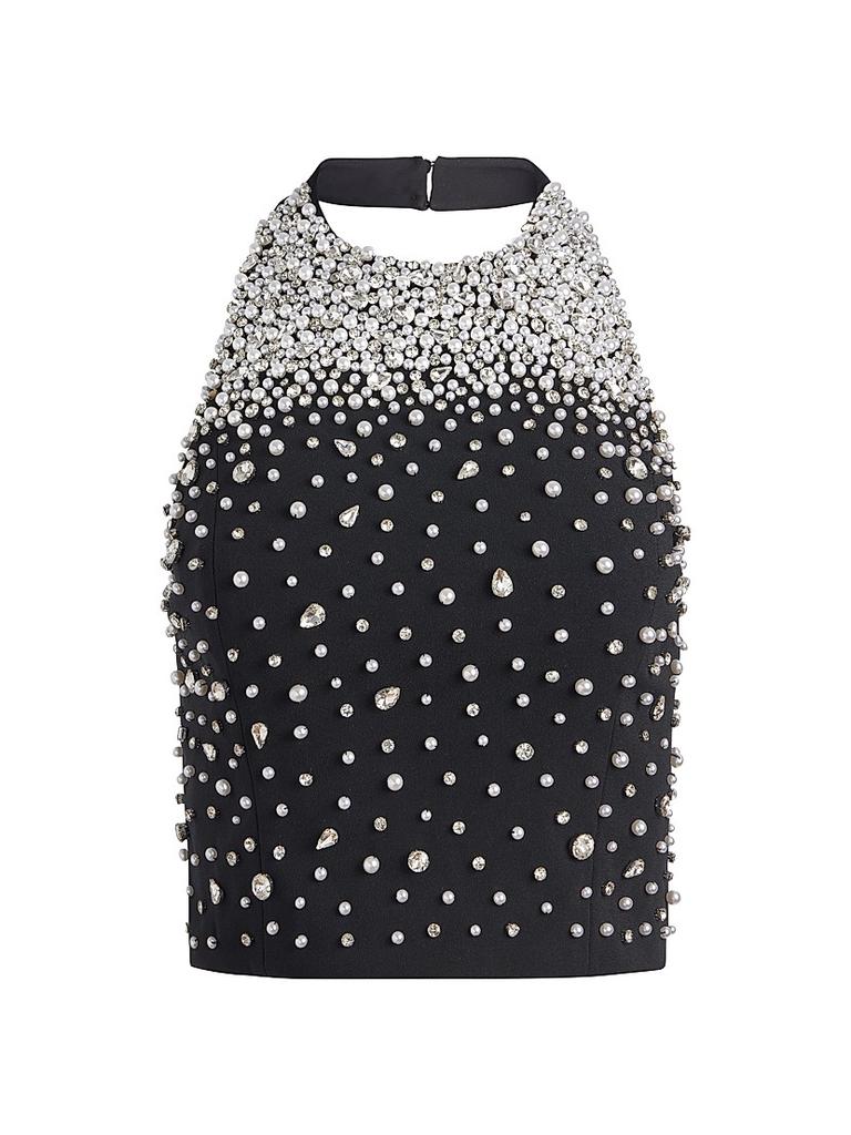 Alice + Olivia Kiesha Crystal-Embellished Halterneck Top