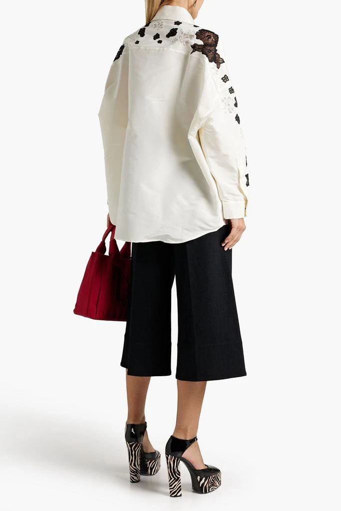 Valentino Lace-trimmed two-tone silk-faille shirt 3
