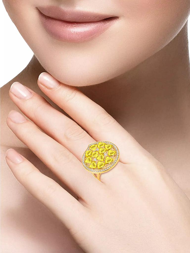 HUEB Mirage 18K Rose Gold, Yellow Citrine & 0.37 TCW Diamond Ring