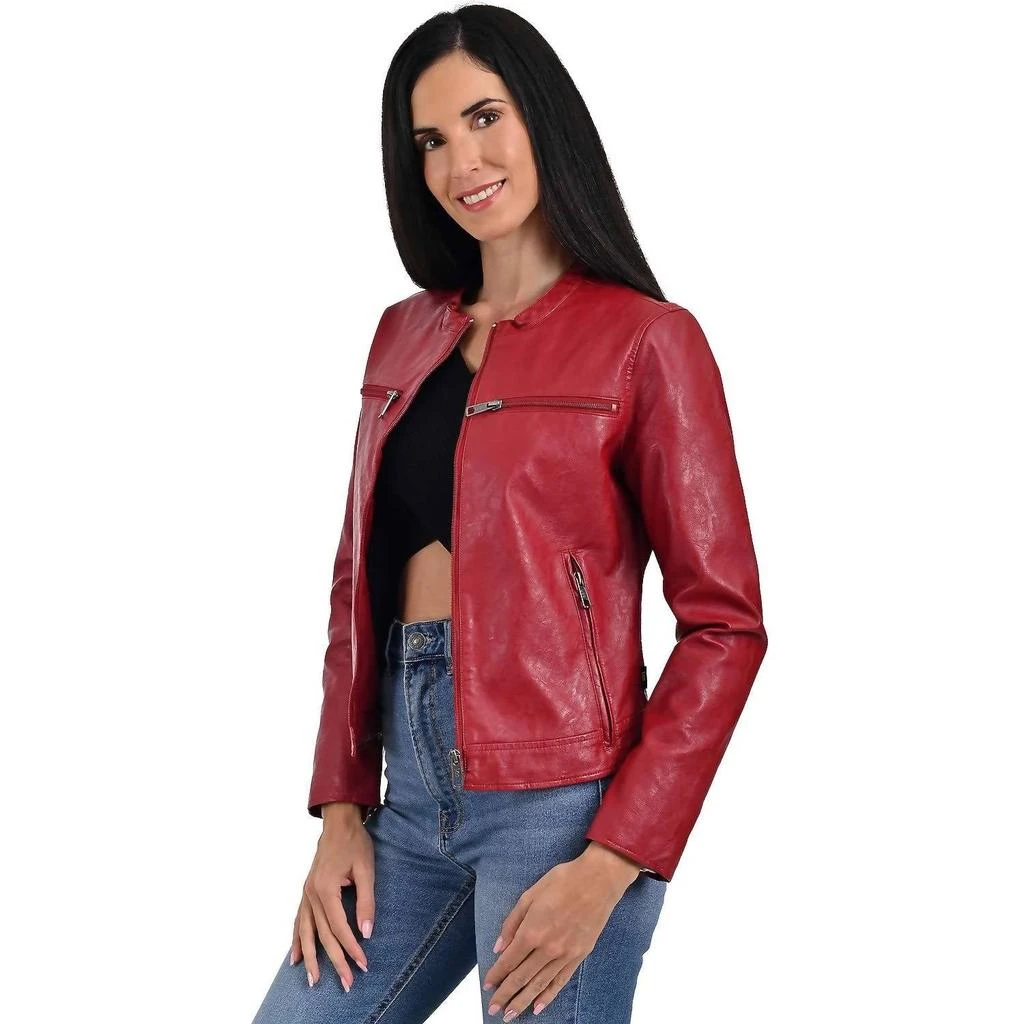 LEE Synthetic Leather Racer Jacket In Red 3