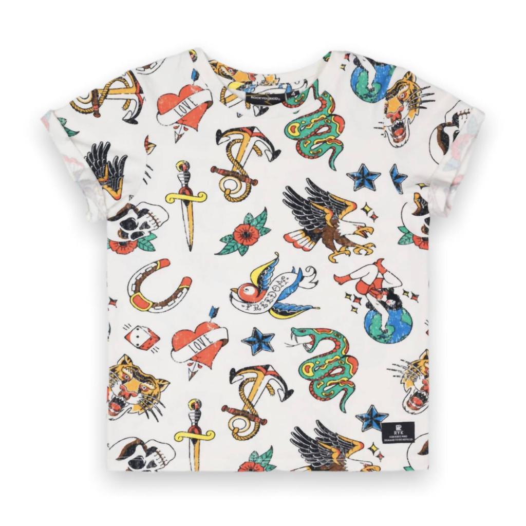 Rock Your Baby Rock Your Baby - Kid's Retro Tats Short Sleeve T-shirt
