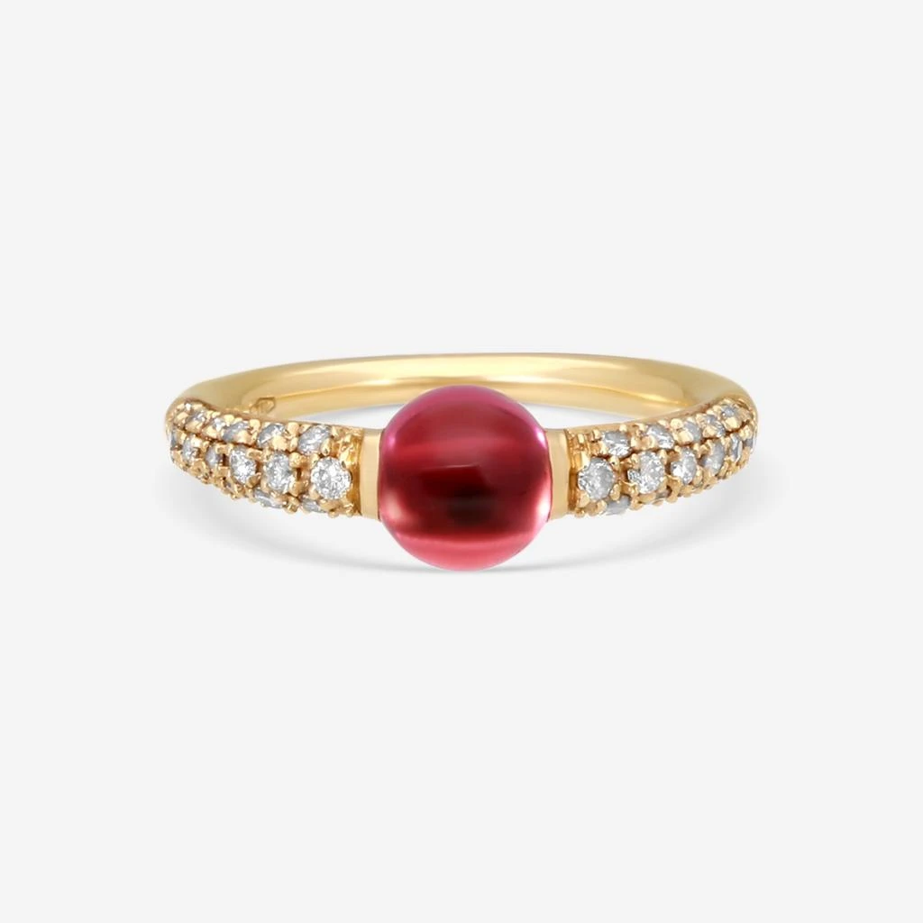 Pomellato Pomellato 18K Yellow Gold Garnet Rodolite 
Brown Diamond Ring Sz. 6.5 A.B213TBR07