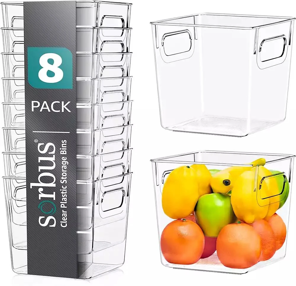 Sorbus 8 Pack Small Clear Storage Bins with Handles - for Kitchen, Cabinet Organizer, Pantry
Refrigerator