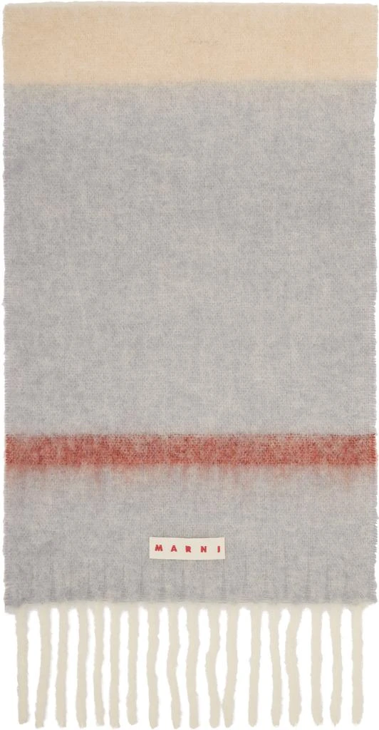 Marni Beige & Gray Striped Alpaca Scarf 1