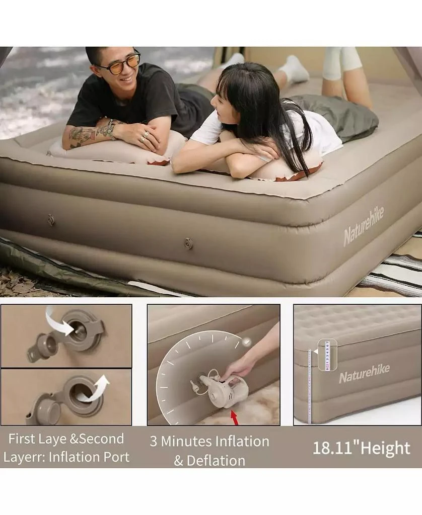 Naturehike Durable Queen Air Mattress, Raised Comfort Blow Up Mattress for Kids 
Adults, Inflatable Bed with Storage Bag for Home, Travel 
Camping (no Pump) 2