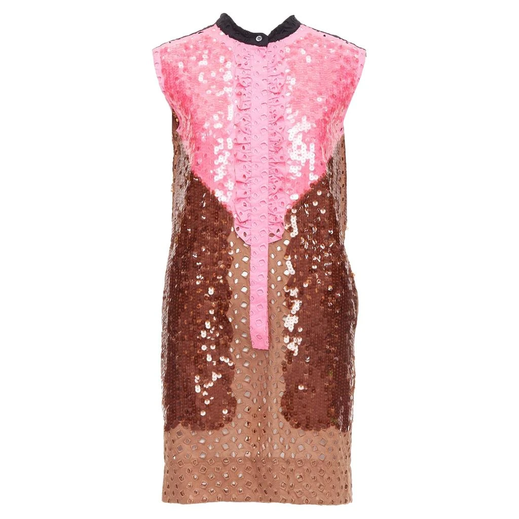 Louis Vuitton pink brown colorblock sequin dress 1