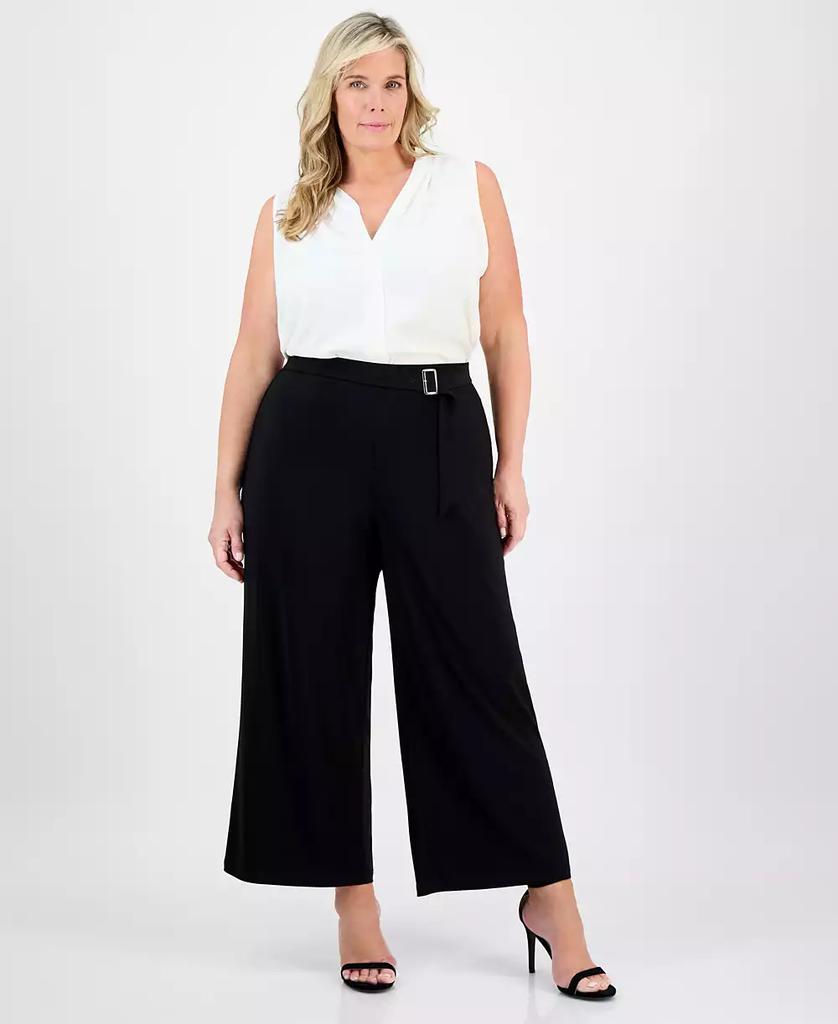 Anne Klein Plus Size Mid-Rise Wide-Leg Palazzo Pants