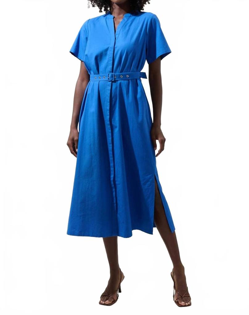 Sugarlips Amira Button Front Midi Dress In Cobalt