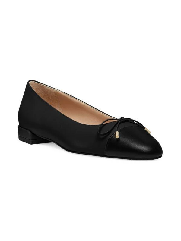 Stuart Weitzman Bow Leather Flat Pumps 2