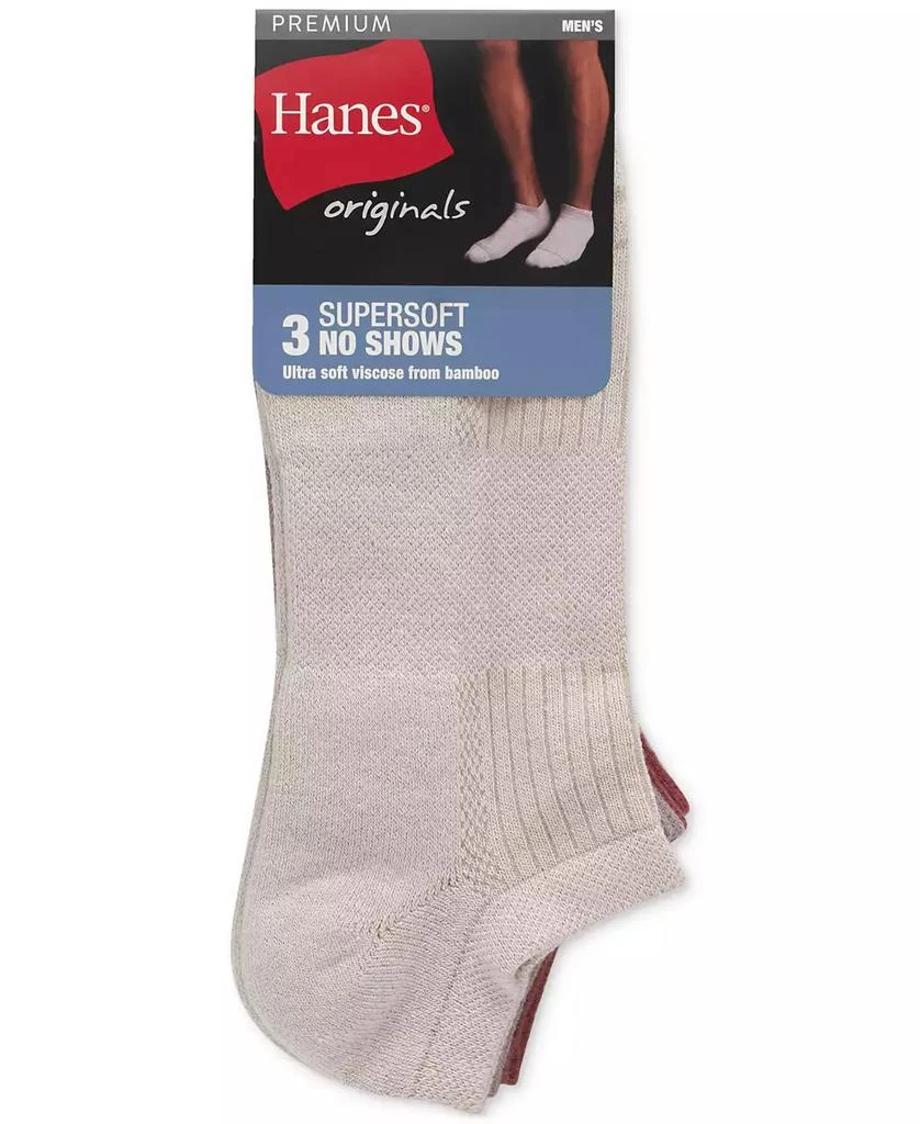 Hanes Men's Originals Premium SuperSoft No Show Socks, 3-Pack 3