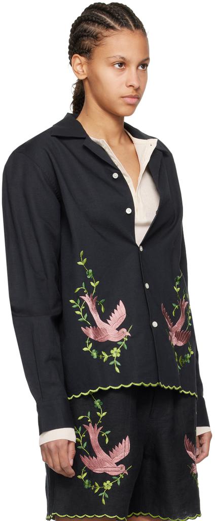 Bode Black Rosefinch Shirt