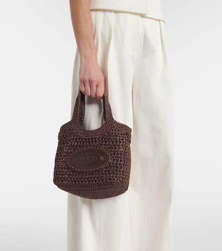 Tod's Logo raffia tote bag 6