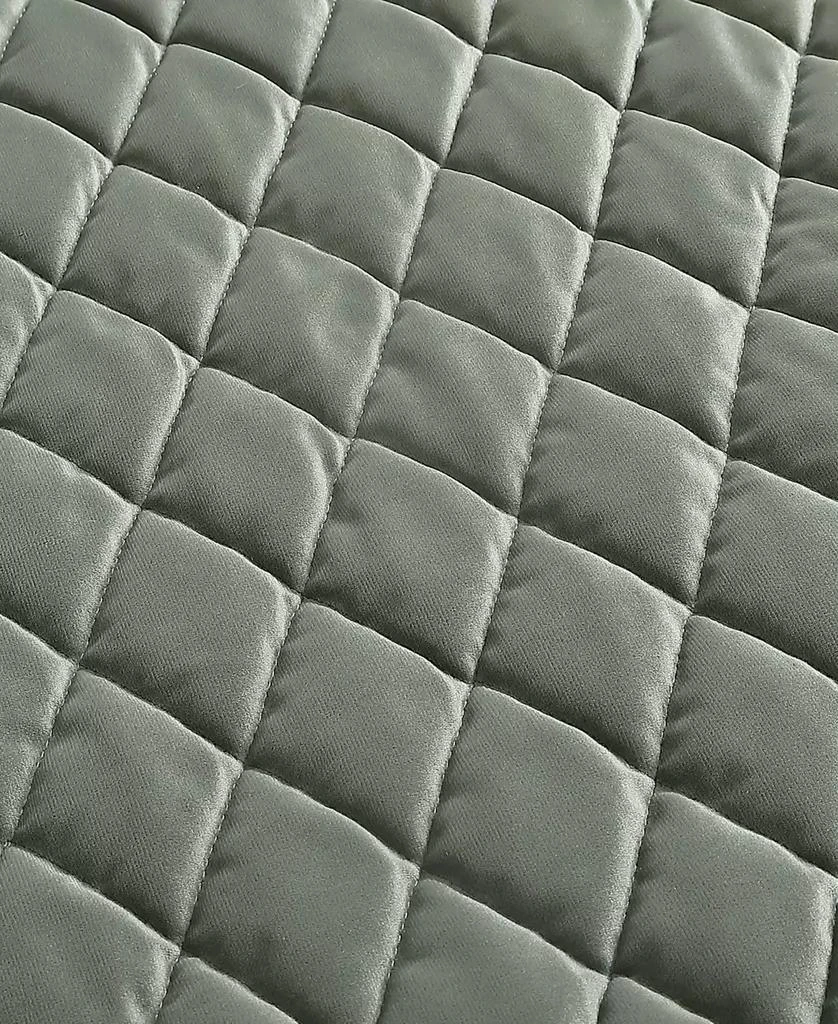 Laura Ashley Solid Diamond Stitch Velvet 3-Piece Quilt Set 6