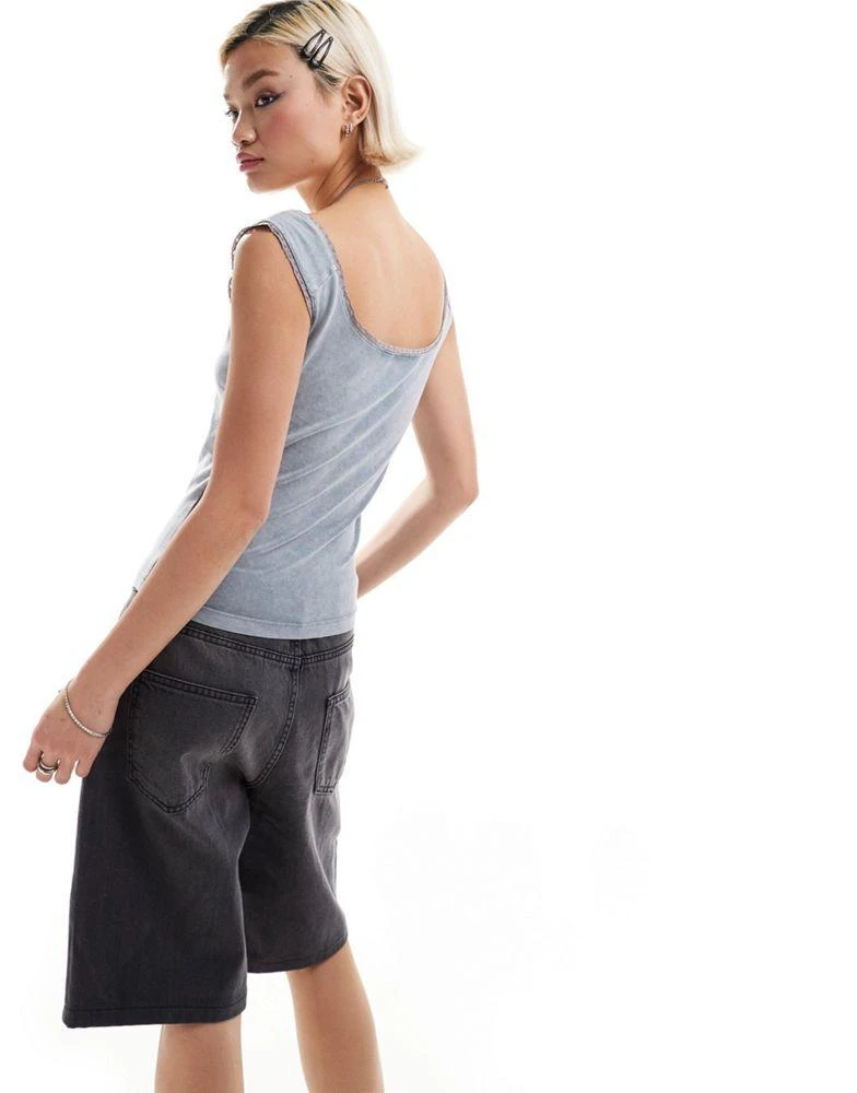 COLLUSION COLLUSION bardot washed top in grey 3