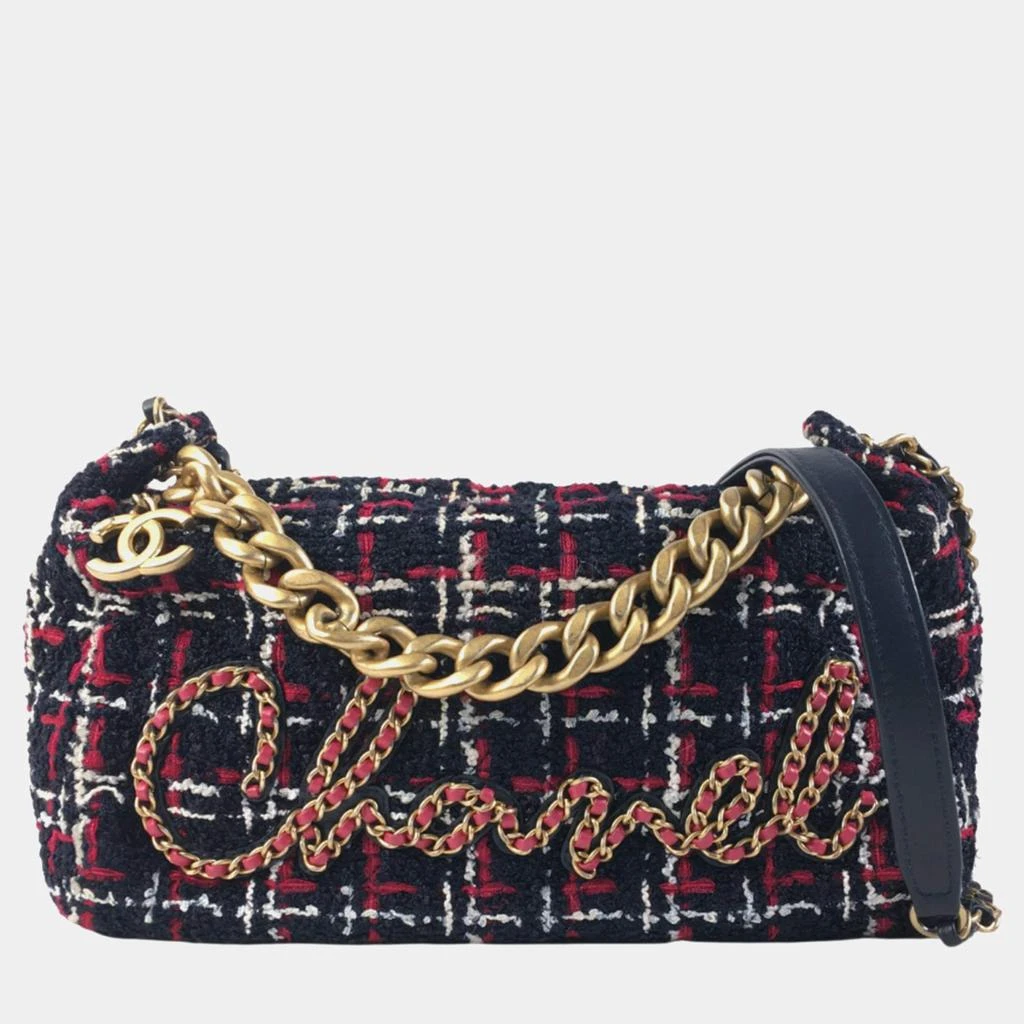 Chanel Chanel Red Black Tweed Calfskin Signe Bowling Bag 1