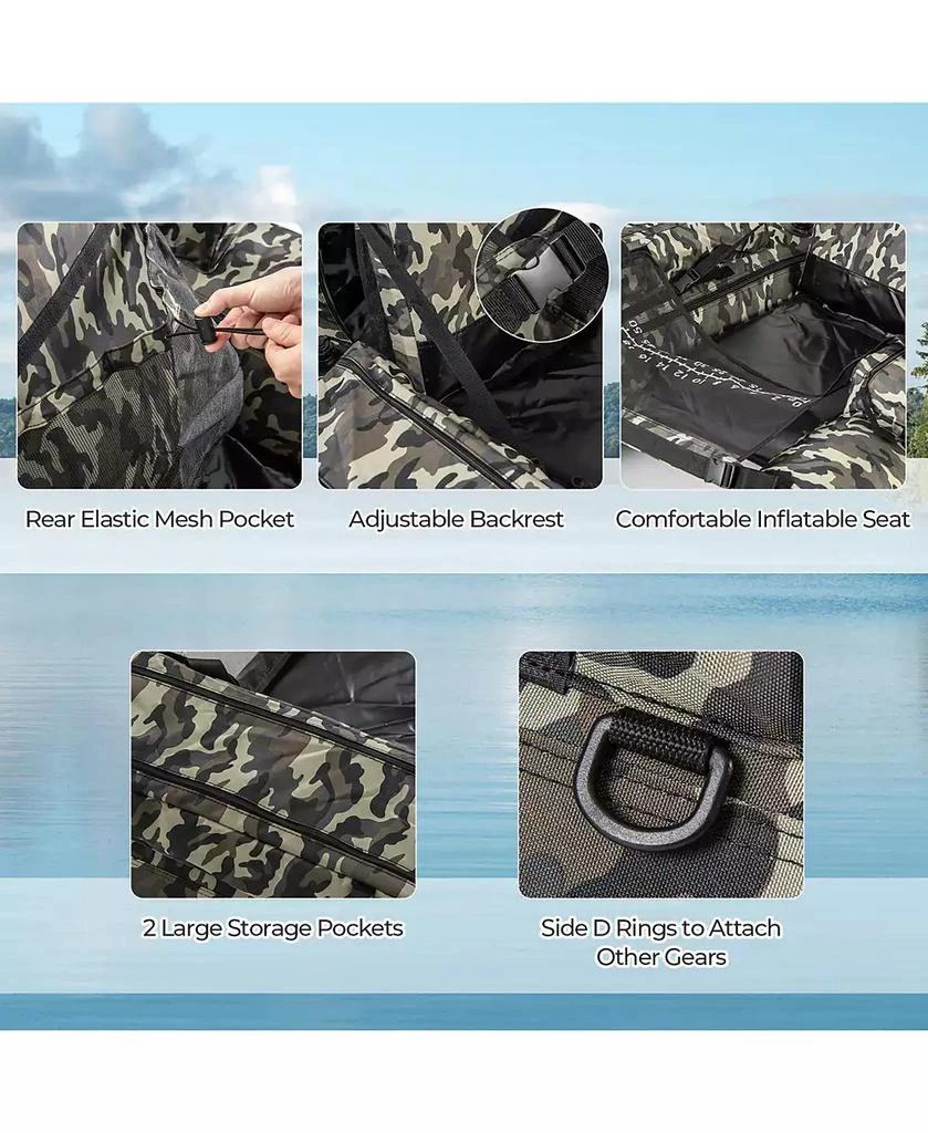 Gymax Inflatable Float Tube w/ Fish Ruler Rod Holder Storage Pockets Flippers Paddle 10