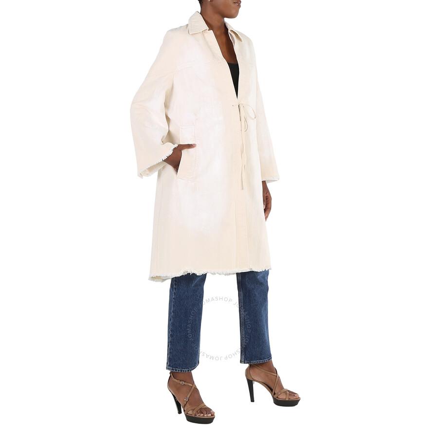 Marni Ladies Dust Coat In Vintage Effect Denim in Snow-white
