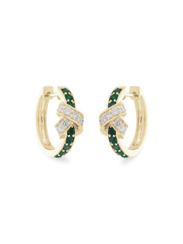 HUEB Fitas 14K Yellow Gold, Diamonds & Onyx Huggie Earrings