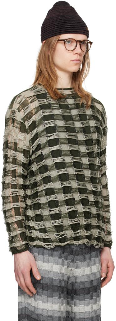 Isa Boulder SSENSE Exclusive Green Torn Sweater