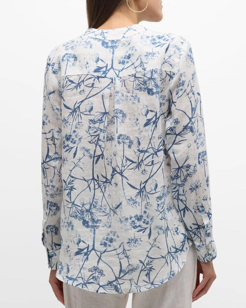 120% Lino Floral-Print V-Neck Linen Blouse 6