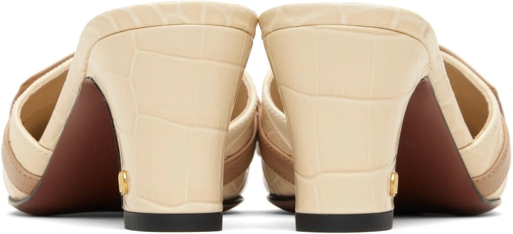 Valentino Beige Croc Embossed Leather Bow Mule Sandals 2