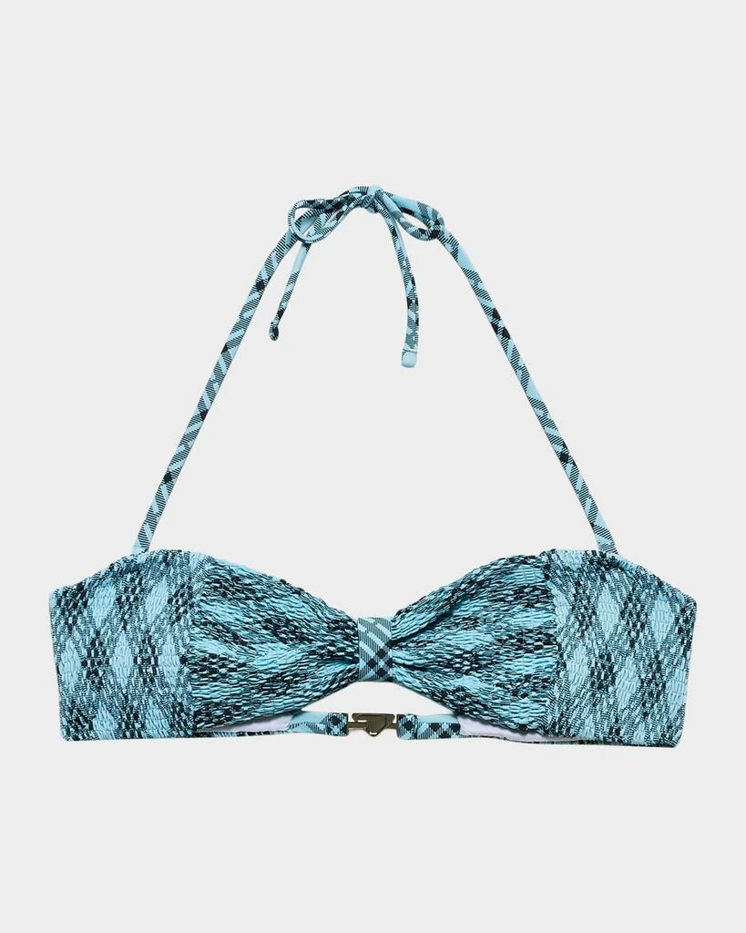 Prada Check-Print Jersey Bandeau Bikini Top